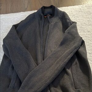 Ben Sherman Men's Dark Charcoal Zip-Up Knit Jacket